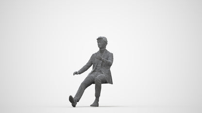realistic 3D people man business driving, render-ready for V-Ray and Corona, FBX OBJ, wireframe back view