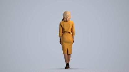 realistic 3D woman business standing, scanned archviz people for Blender and 3ds Max, front view render