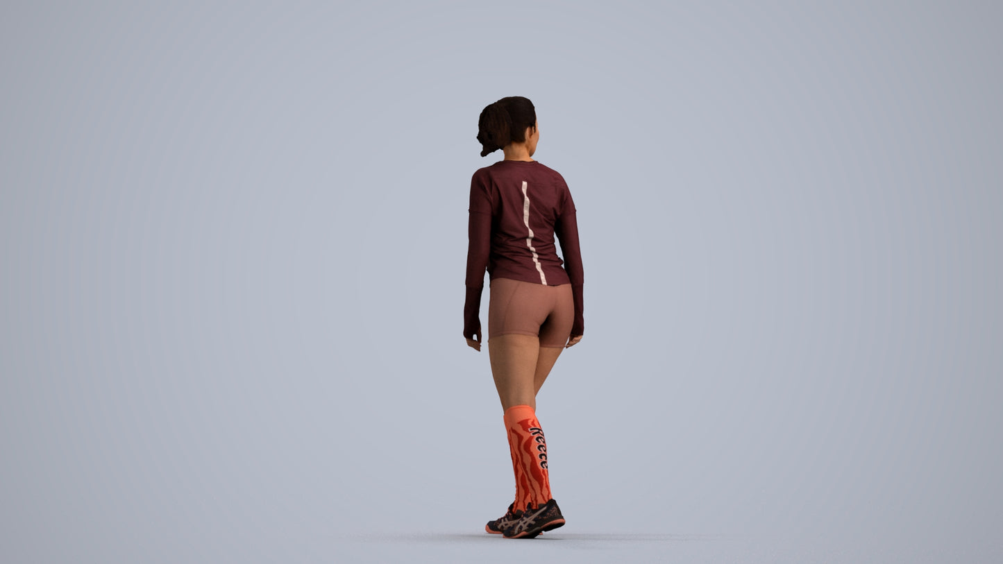 scanned 3D woman sport, photogrammetry people for Enscape and V-Ray, front view render