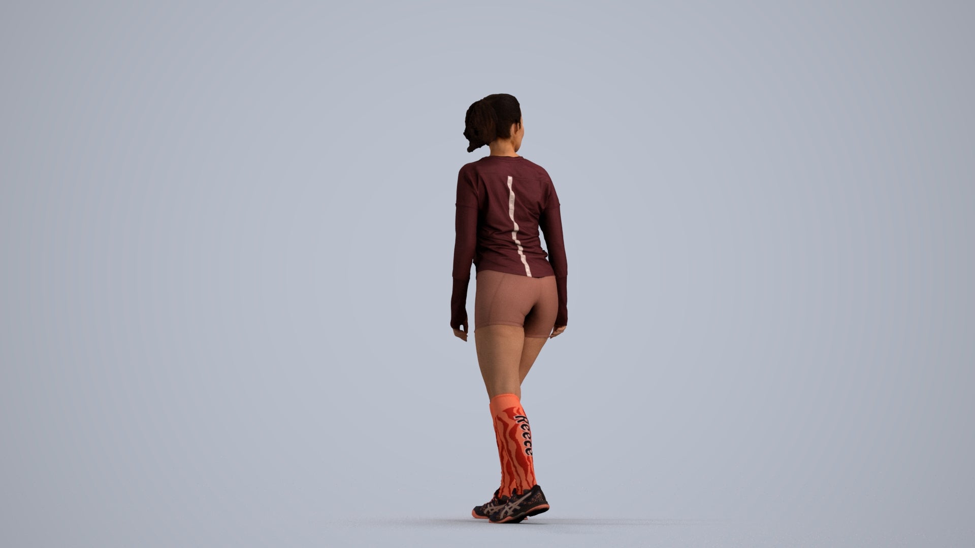 scanned 3D woman sport, photogrammetry people for Enscape and V-Ray, front view render