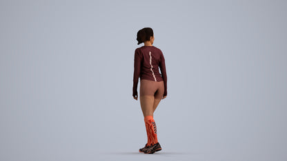 scanned 3D woman sport, photogrammetry people for Enscape and V-Ray, front view render