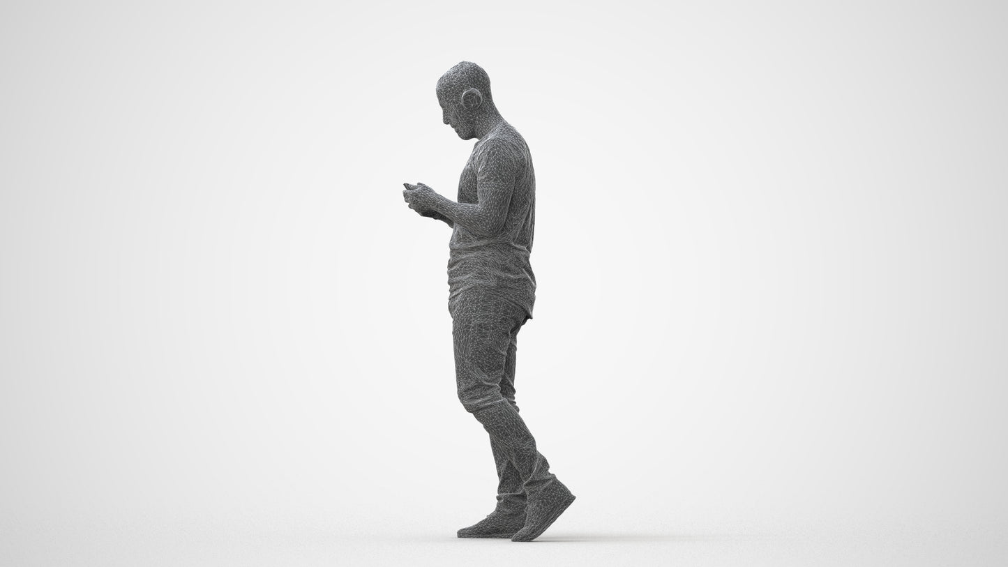 realistic 3D man casual standing, scanned archviz people for Blender and 3ds Max, square thumbnail