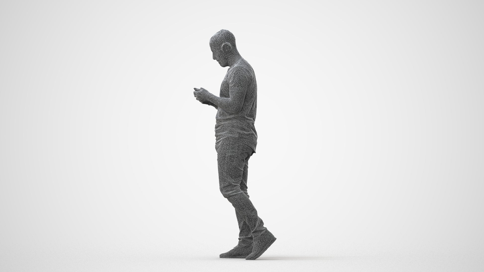 realistic 3D man casual standing, scanned archviz people for Blender and 3ds Max, square thumbnail