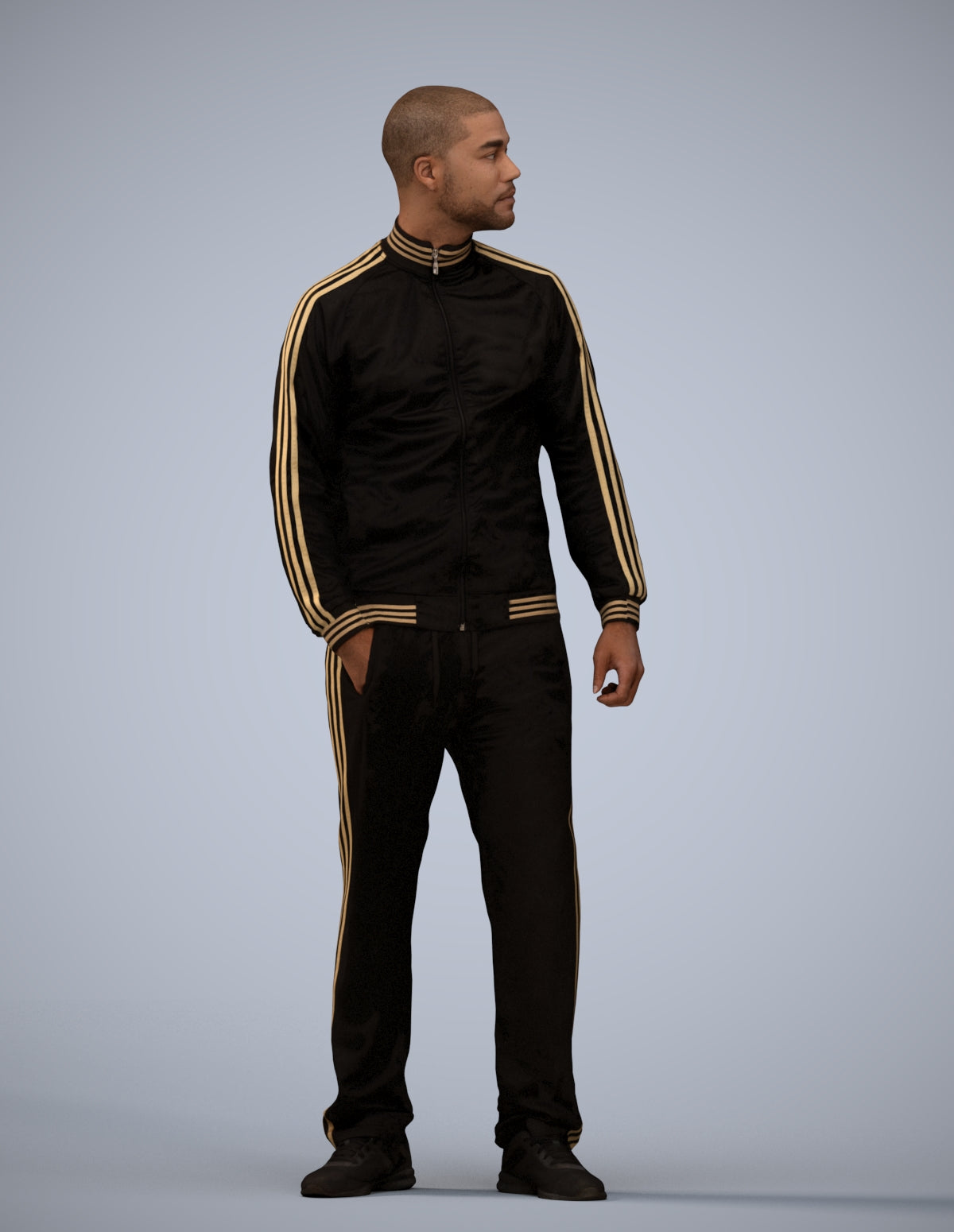 realistic 3D human man sport standing, archviz people FBX OBJ for Blender