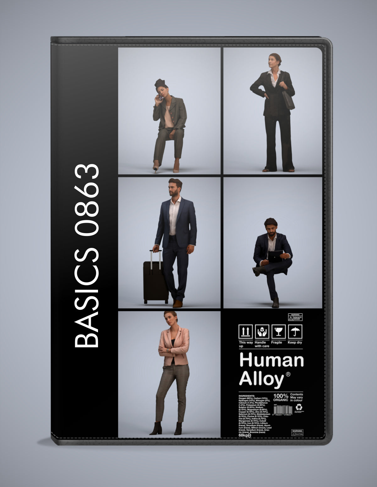 scanned 3D people business collection, 5 photogrammetry models for Enscape and V-Ray