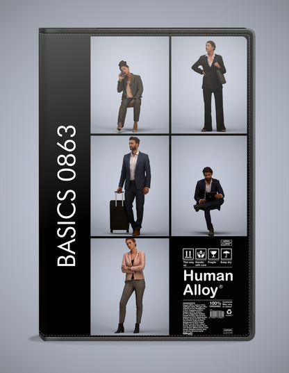 scanned 3D people business collection, 5 photogrammetry models for Enscape and V-Ray