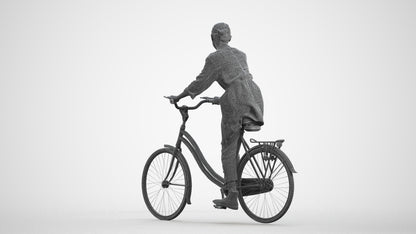 scanned 3D woman casual cycling, photogrammetry people for Enscape and V-Ray, wireframe front view