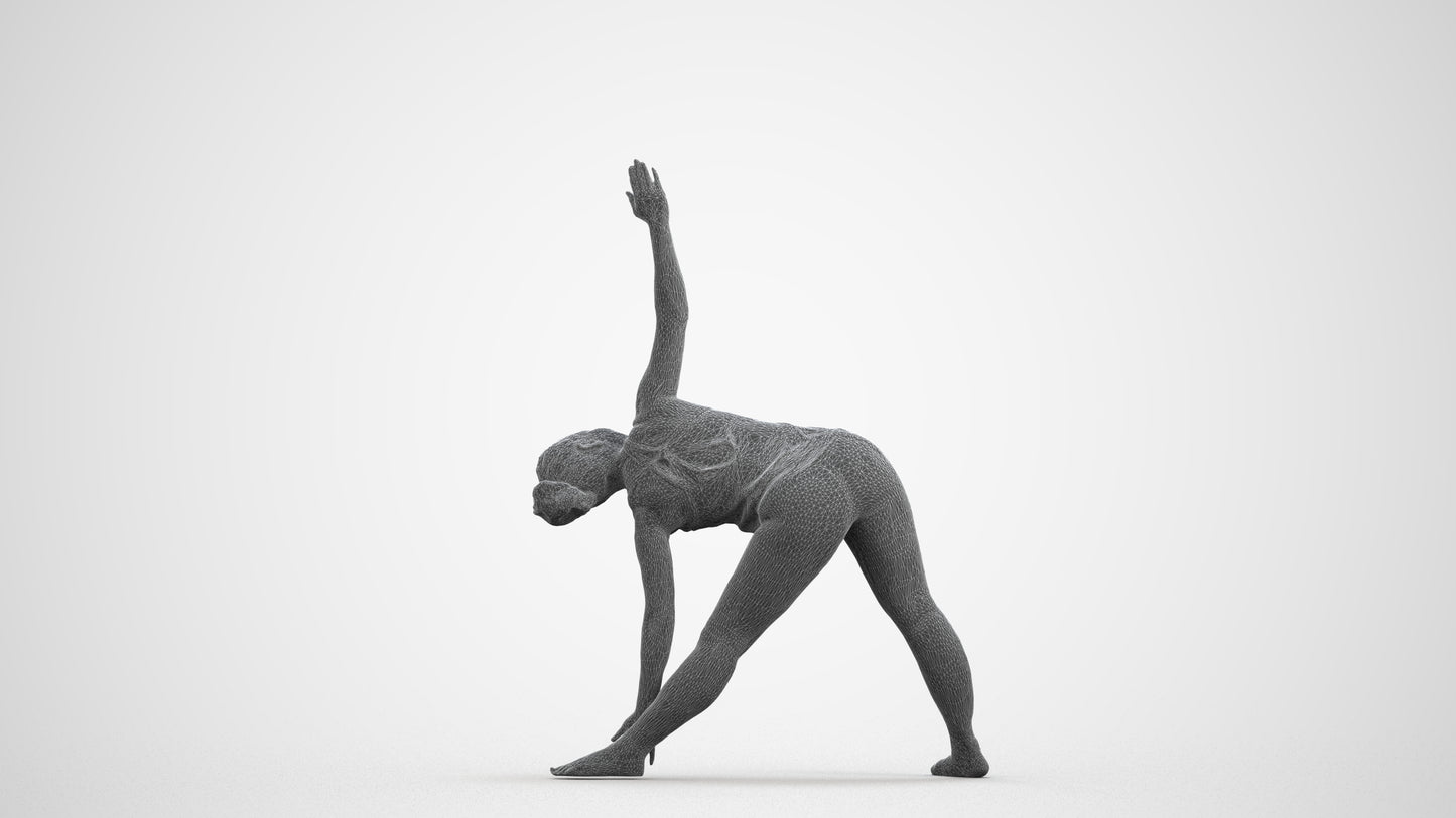 realistic 3D human woman sport, archviz people FBX OBJ for Blender, wireframe front view