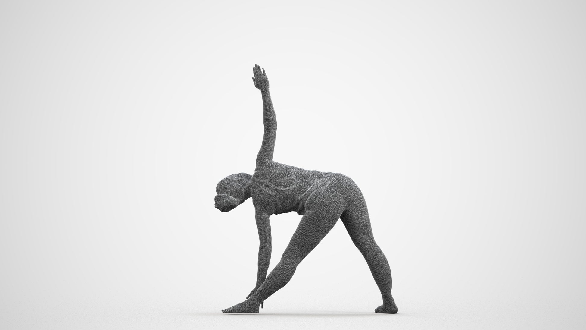 realistic 3D human woman sport, archviz people FBX OBJ for Blender, wireframe front view