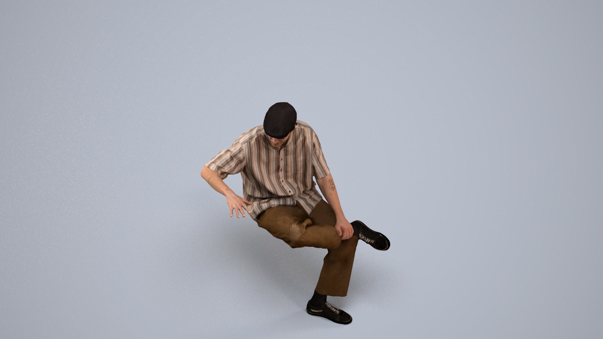realistic 3D people man casual sitting, render-ready for V-Ray and Corona, FBX OBJ, back view render