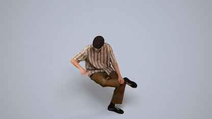 realistic 3D people man casual sitting, render-ready for V-Ray and Corona, FBX OBJ, back view render