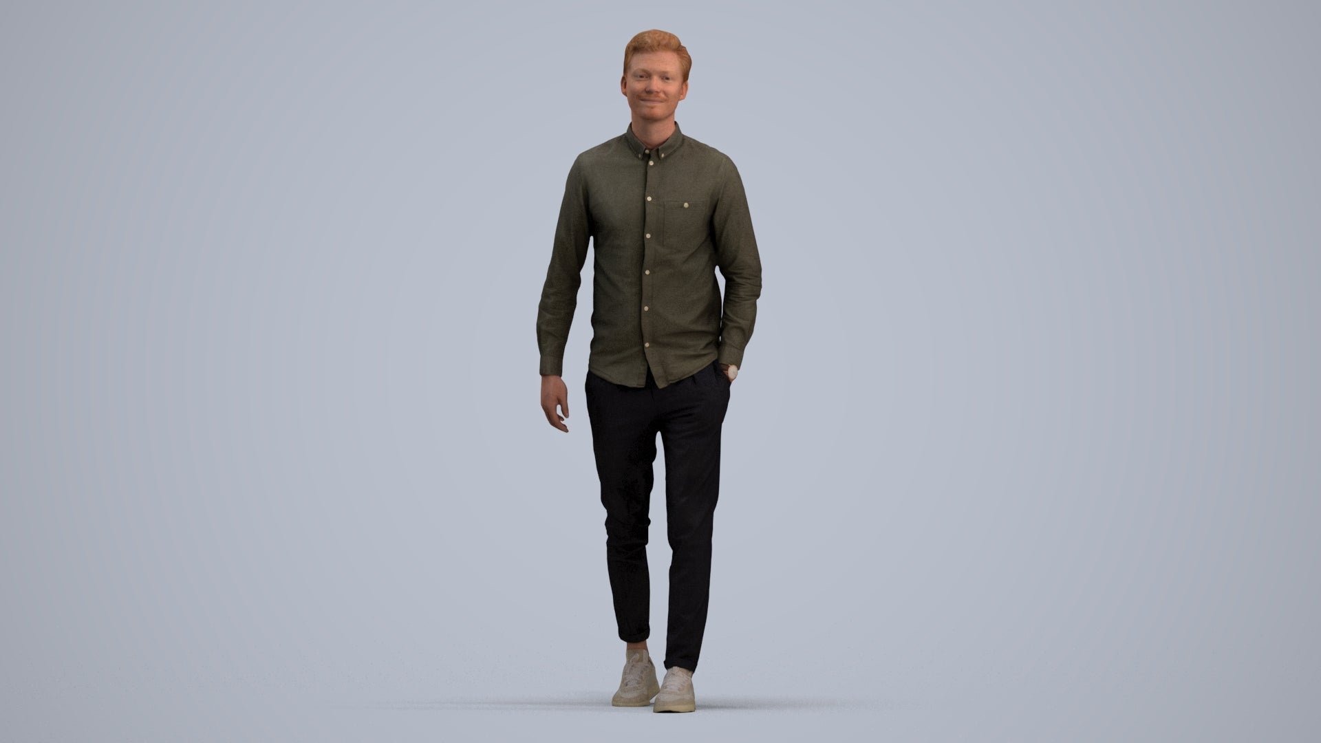realistic 3D human man casual walking, archviz people FBX OBJ for Blender, standing pose render