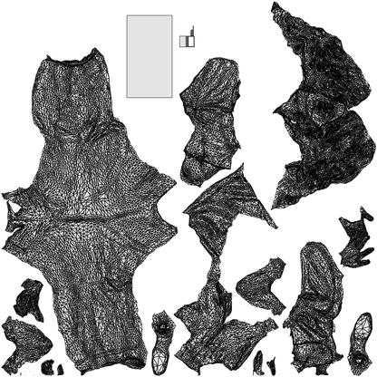 scanned 3D woman business standing, photogrammetry people for Enscape and V-Ray, wireframe top-down view