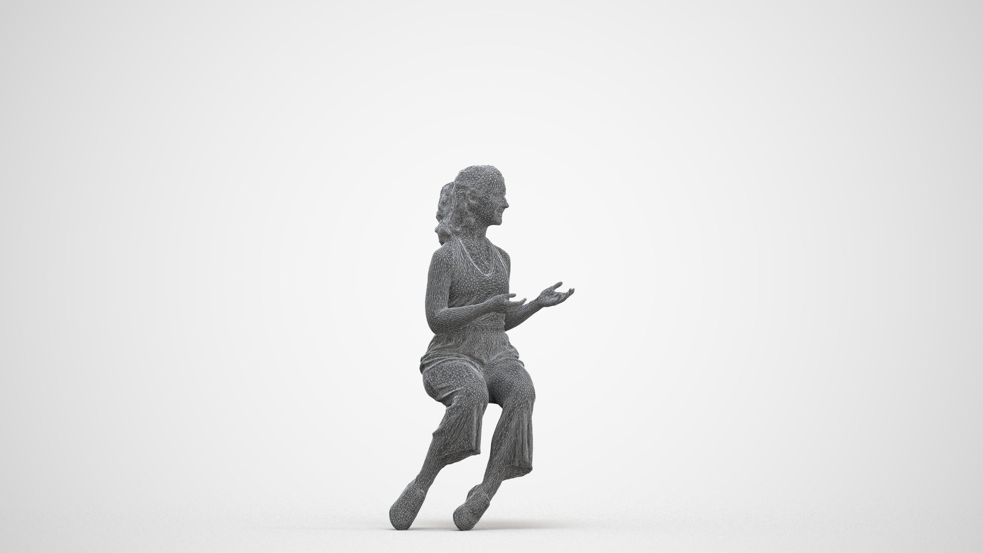 3D people model girl casual kids, scanned human for 3ds Max rendering, three-quarter front view render