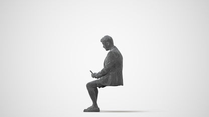3D scanned man sitting business, photorealistic archviz people for Enscape and SketchUp, square thumbnail