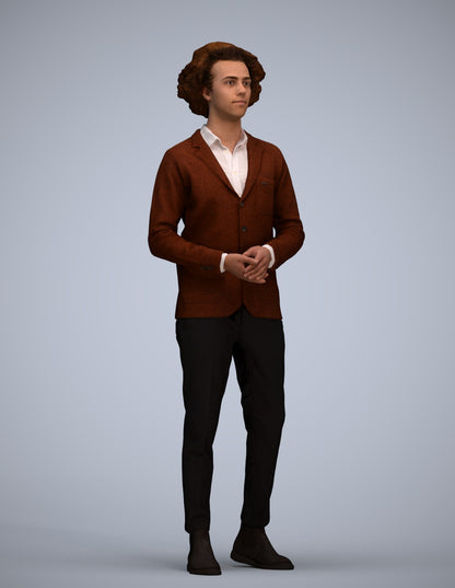 photogrammetry 3D man casual standing, realistic human model archviz FBX