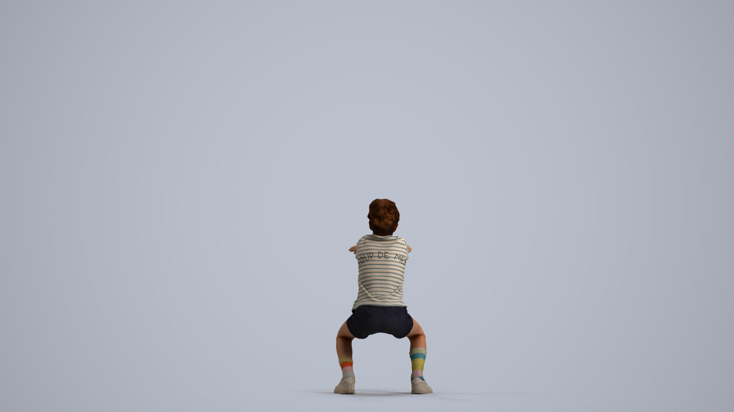 realistic 3D people girl casual kids, render-ready for V-Ray and Corona, FBX OBJ, front view render