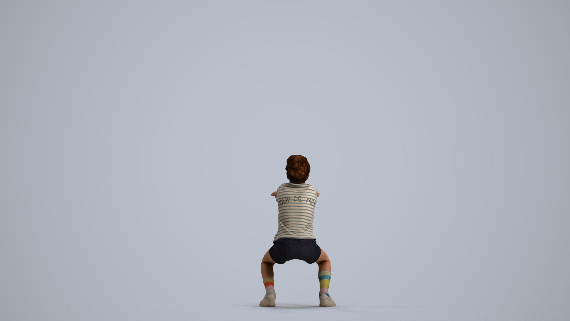 realistic 3D people girl casual kids, render-ready for V-Ray and Corona, FBX OBJ, front view render