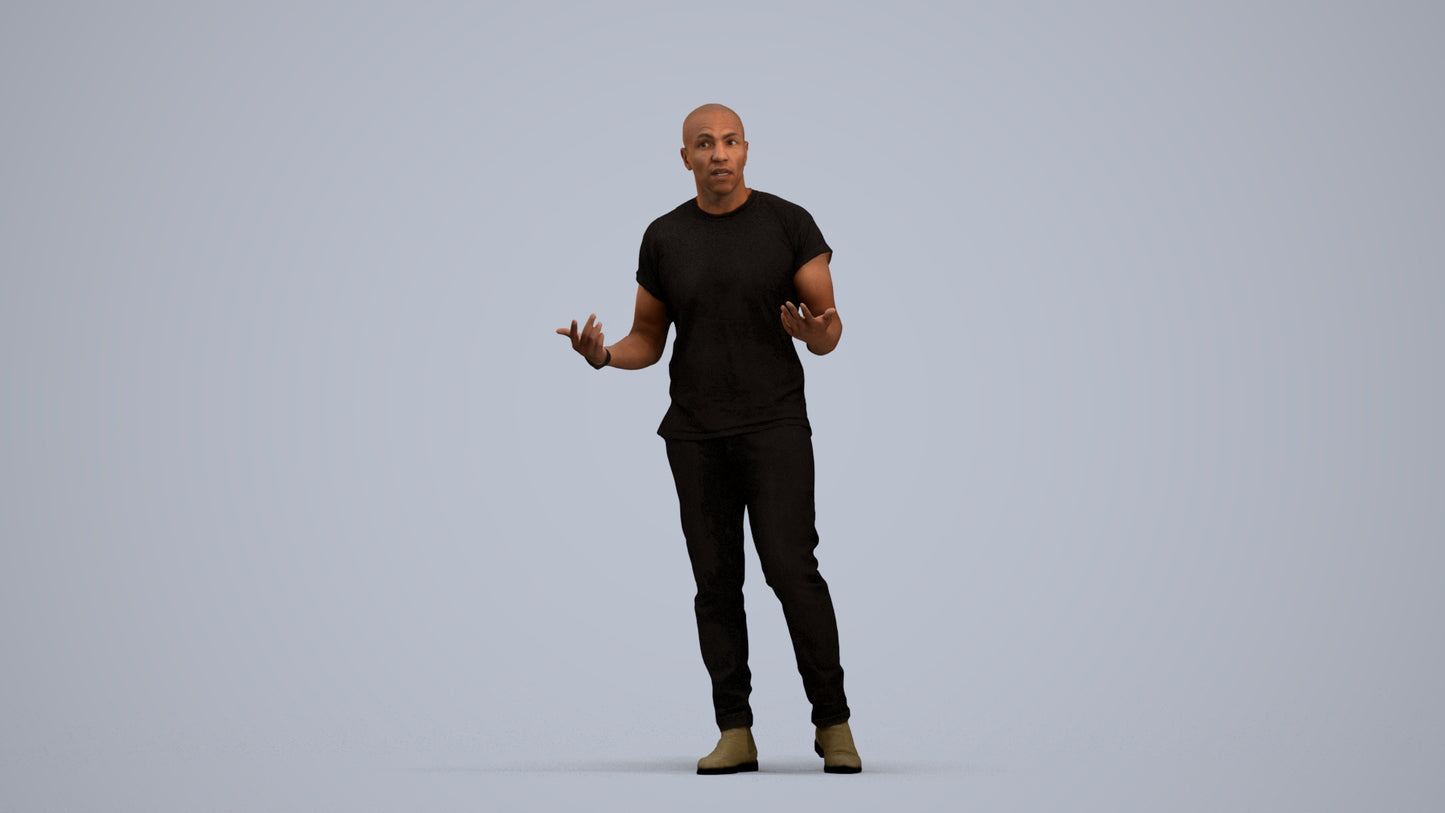 photogrammetry 3D man casual standing, realistic human model archviz FBX, standing pose render