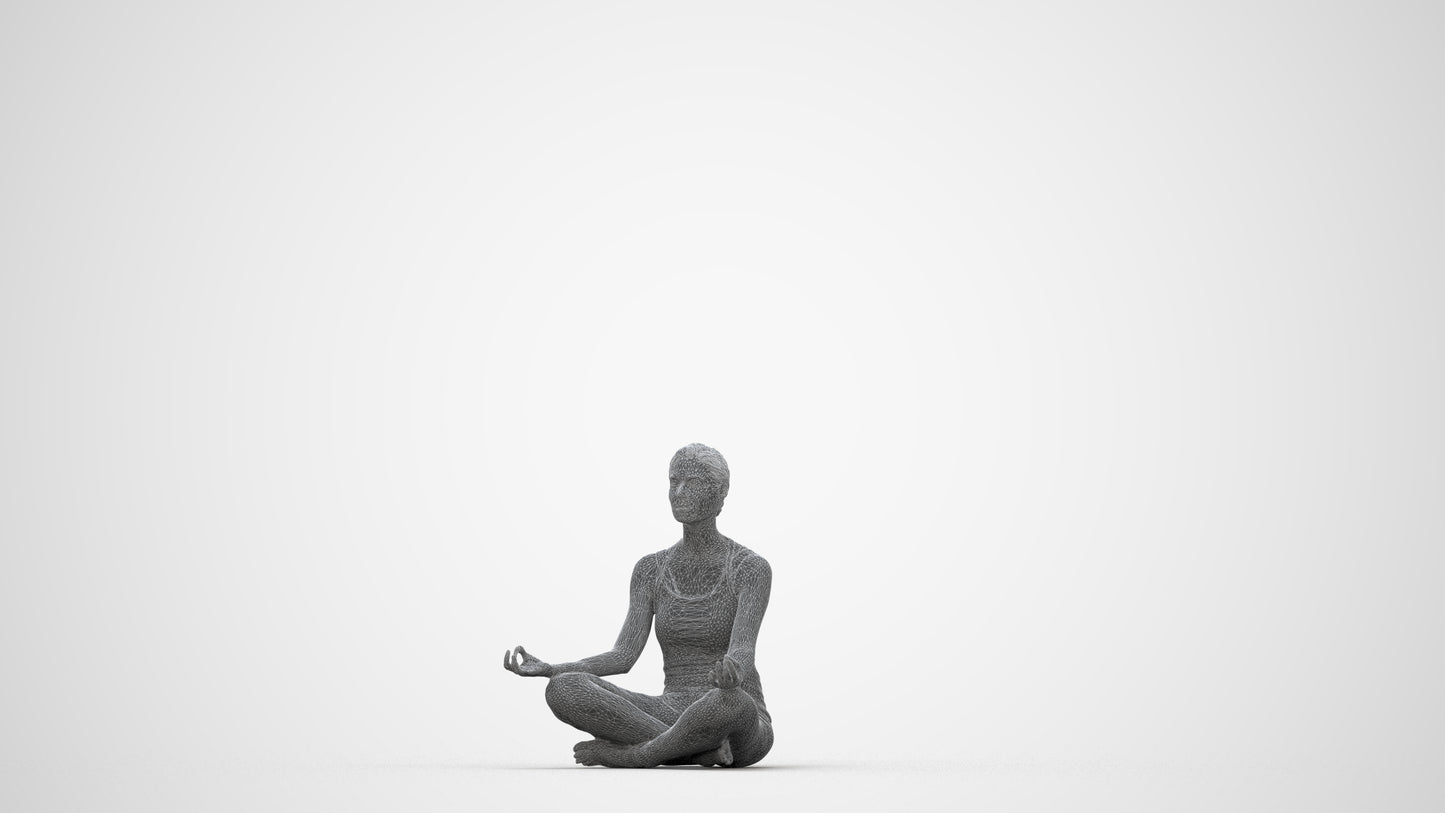 3D people model woman sport, scanned human for 3ds Max rendering, wireframe back view