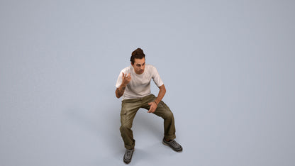 realistic 3D people man casual sitting, render-ready for V-Ray and Corona, FBX OBJ, back view render