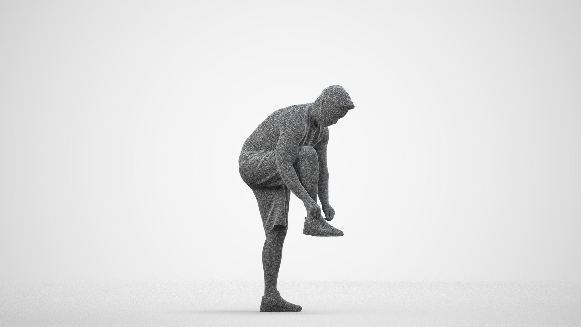 realistic 3D human man sport, archviz people FBX OBJ for Blender, wireframe side view