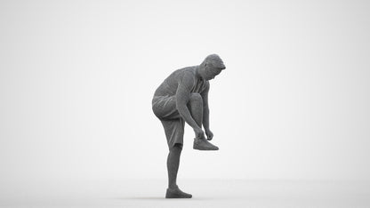 realistic 3D human man sport, archviz people FBX OBJ for Blender, wireframe side view