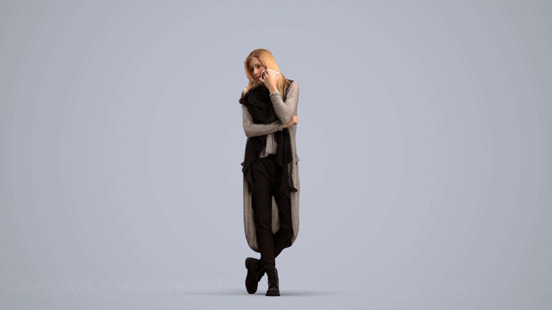 realistic 3D people woman casual standing, render-ready for V-Ray and Corona, FBX OBJ, standing pose render