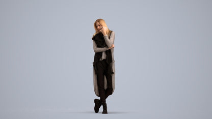 realistic 3D people woman casual standing, render-ready for V-Ray and Corona, FBX OBJ, standing pose render
