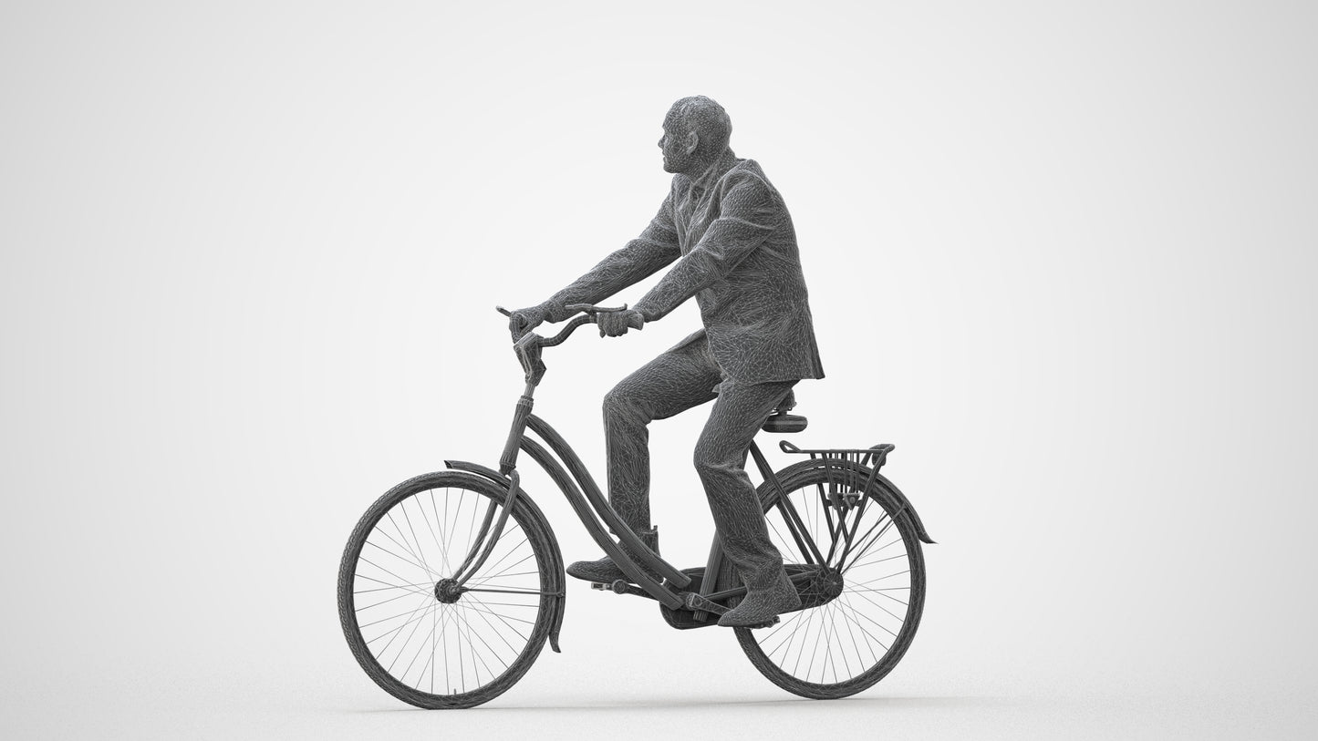 3D people model man business cycling, scanned human for 3ds Max rendering, square thumbnail