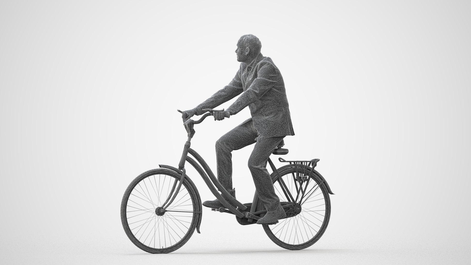 3D people model man business cycling, scanned human for 3ds Max rendering, square thumbnail