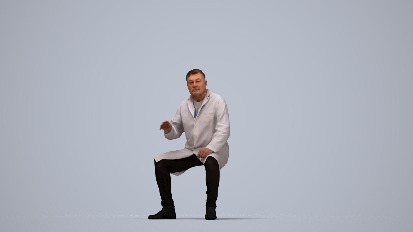 3D human model man medical, photogrammetry scanned person for archviz, top-down view render