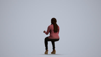 3D people model woman casual sitting, scanned human for 3ds Max rendering, front view render
