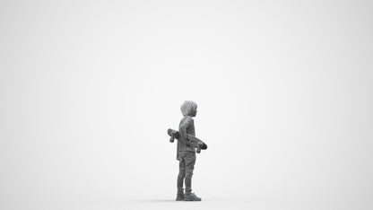 scanned 3D boy casual kids, photogrammetry people for Enscape and V-Ray, wireframe side view