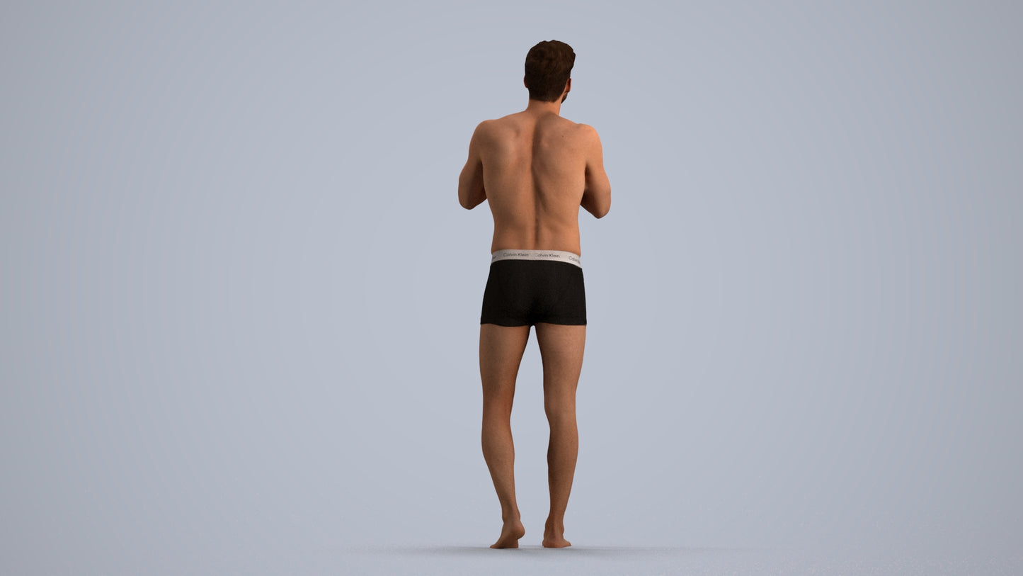 photogrammetry 3D man mix, realistic human model archviz FBX, front view render