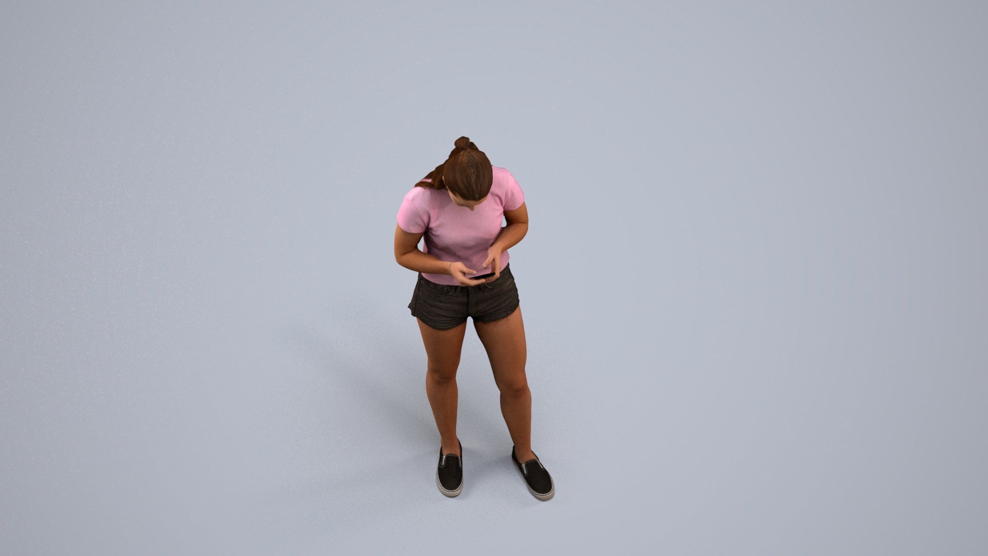 3D people model girl casual standing, scanned human for 3ds Max rendering, back view render