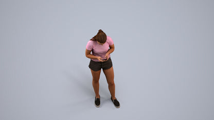 3D people model girl casual standing, scanned human for 3ds Max rendering, back view render