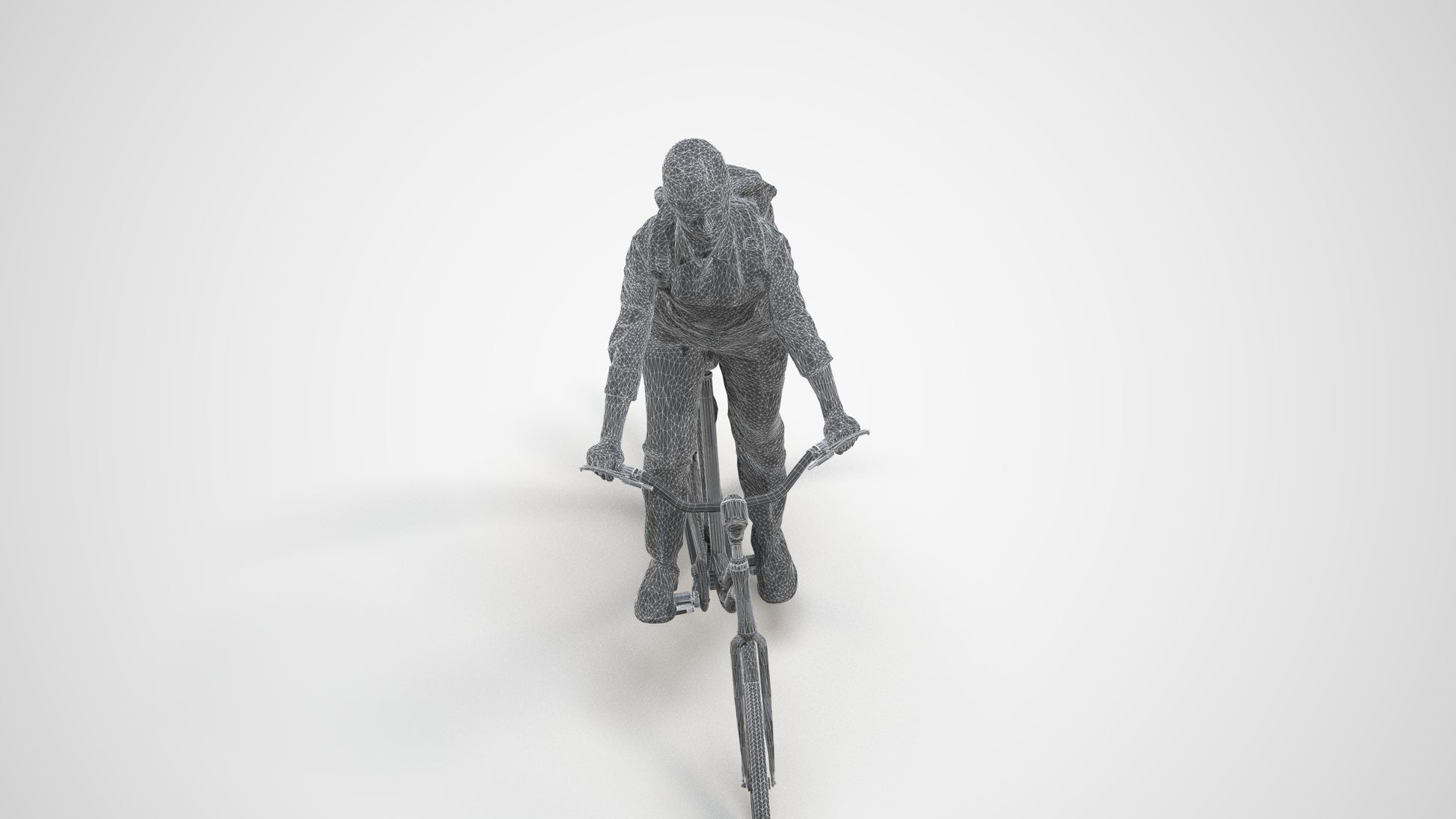 realistic 3D people girl business cycling, render-ready for V-Ray and Corona, FBX OBJ, wireframe three-quarter view