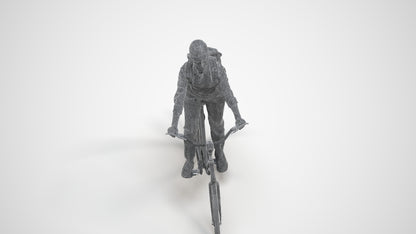 realistic 3D people girl business cycling, render-ready for V-Ray and Corona, FBX OBJ, wireframe three-quarter view