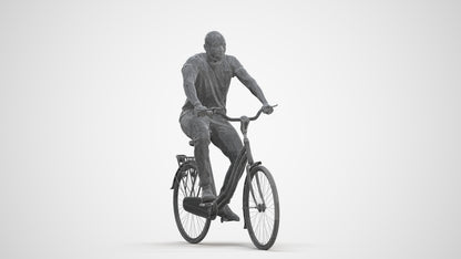 realistic 3D man casual cycling, scanned archviz people for Blender and 3ds Max, three-quarter front view render