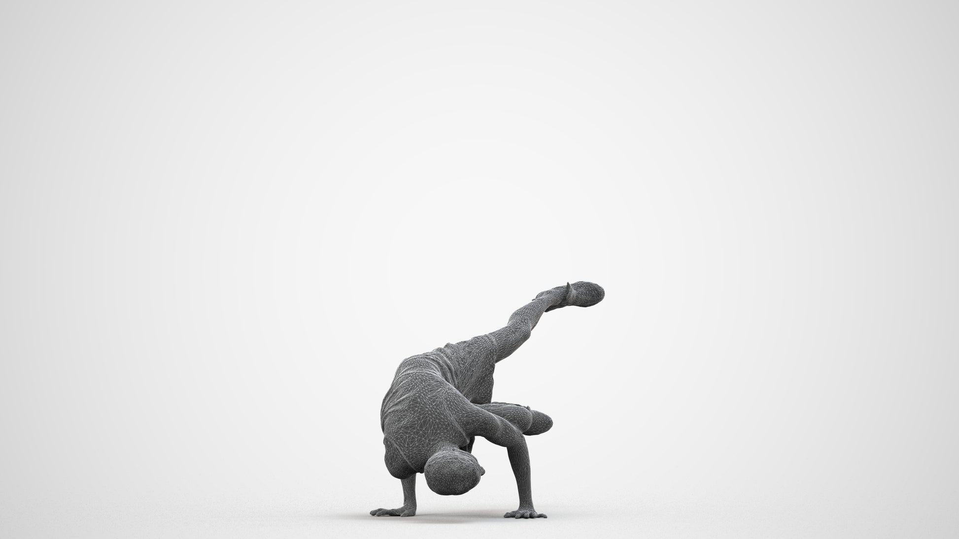 scanned 3D man sport, photogrammetry people for Enscape and V-Ray, wireframe side view