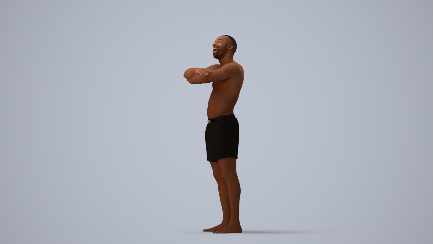 realistic 3D people man pool, render-ready for V-Ray and Corona, FBX OBJ, three-quarter view render