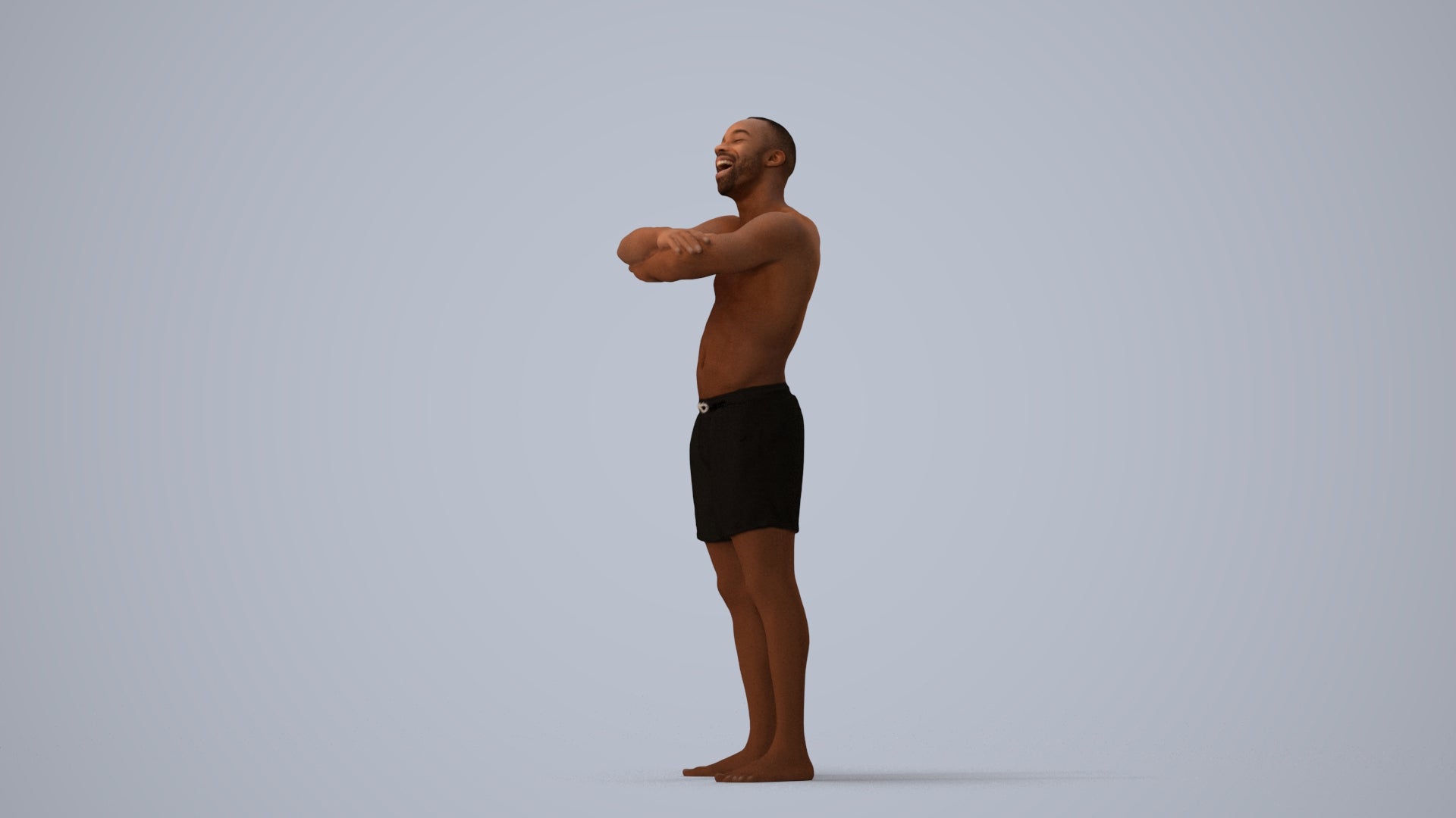 realistic 3D people man pool, render-ready for V-Ray and Corona, FBX OBJ, three-quarter view render