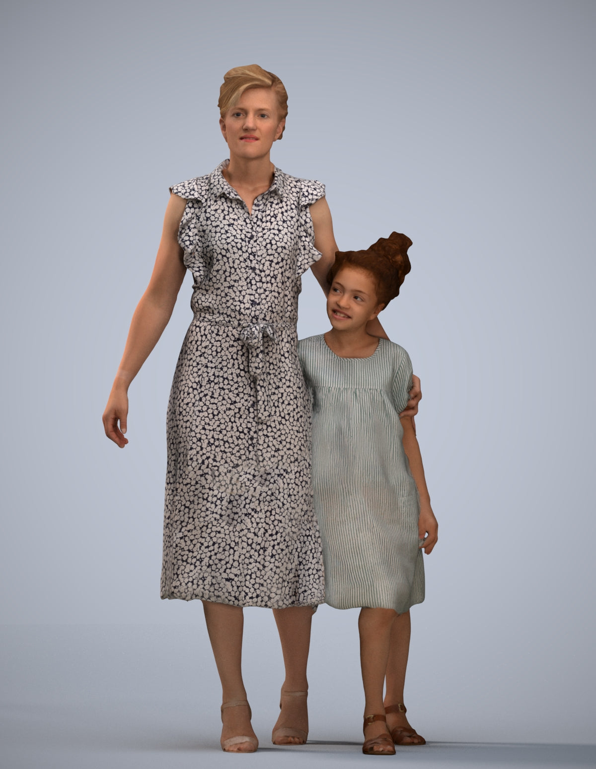 3D scanned girl kids casual, photorealistic archviz people for Enscape and SketchUp