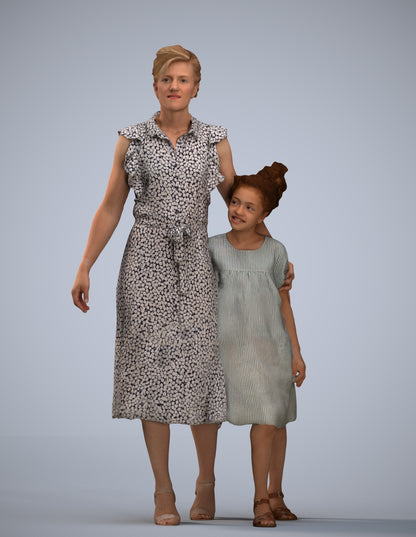 3D scanned girl kids casual, photorealistic archviz people for Enscape and SketchUp