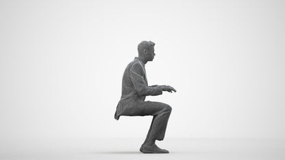 3D scanned man business, photorealistic archviz people for Enscape and SketchUp, wireframe side view