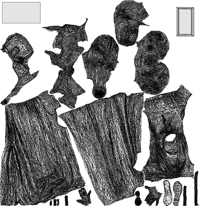3D scanned woman standing casual, photorealistic archviz people for Enscape and SketchUp, wireframe top-down view
