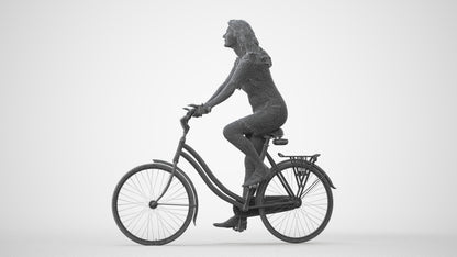 3D people model senior woman casual cycling, scanned human for 3ds Max rendering, square thumbnail
