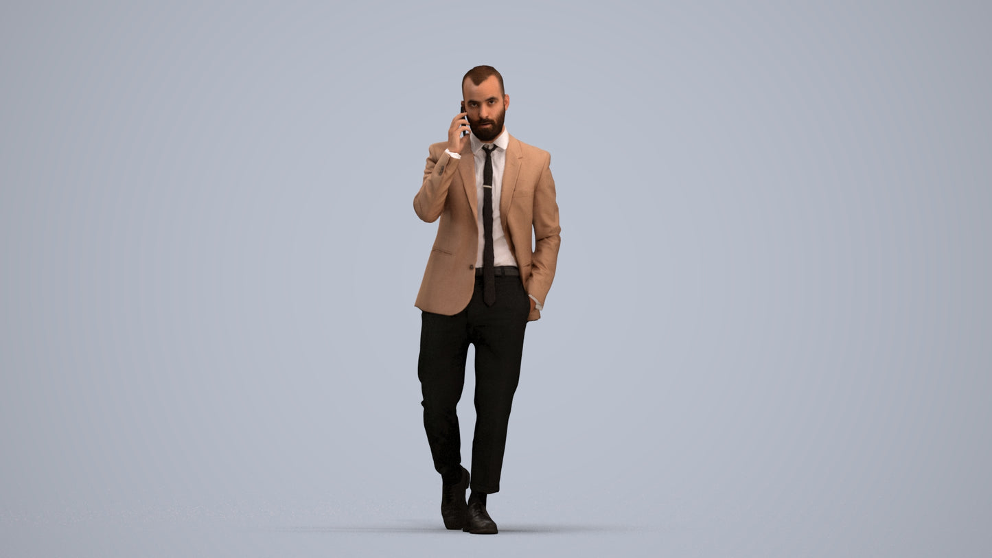 photogrammetry 3D man business, realistic human model archviz FBX, standing pose render
