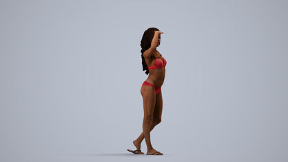 photogrammetry 3D woman pool, realistic human model archviz FBX, side view render